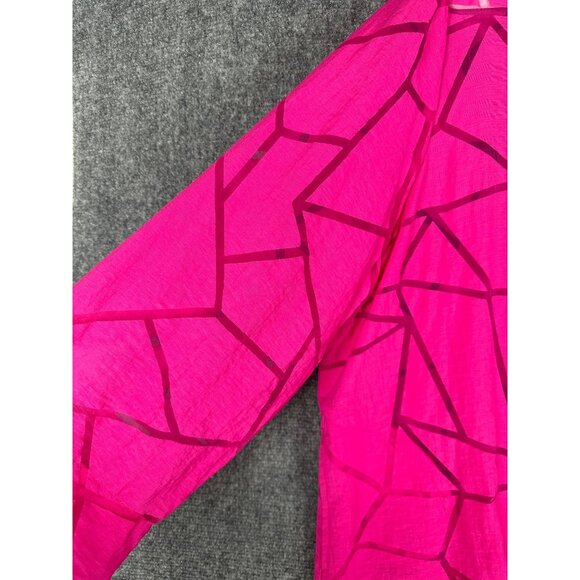 Ali Miles Pink Geometric Button Up Top Shacket 2X Artsy Lagenlook Pockets - Picture 11 of 11